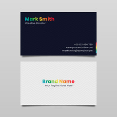 Abstract Clean Blue Black and White Modern Business Card Template Design