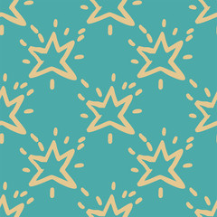 Seamless vector of cute star on pastel blue background for making many kinds of online or printed media