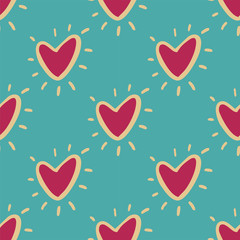 Seamless vector of cute heart on pastel blue background for making many kinds of online or printed media