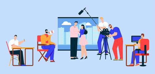 Cinema industry flat vector illustration