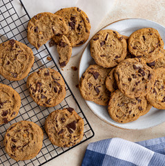 Overhead of Chocolate Chip Cookies