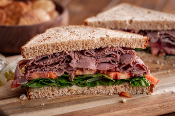 Roast Beef Sandwich on Whole Wheat Bread