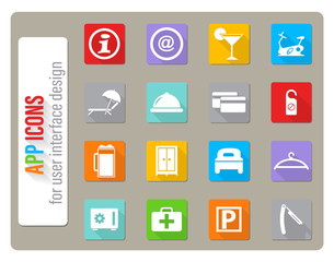 hotel room services icon set