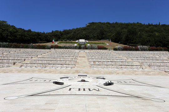 Cassino, Italy - August 14, 2020: The Polish military cemetery of Montecassino where more than a thousand soldiers of the second Polish army corps are buried together with General Władysław Anders