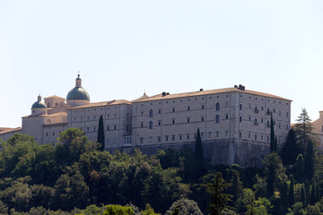 Fototapeta na wymiar Cassino, Italy - August 14, 2020: View of Montecassino Abbey from the Polish Military Cemetery