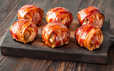 Bacon wrappped meatballs