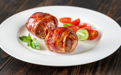 Bacon wrappped meatballs