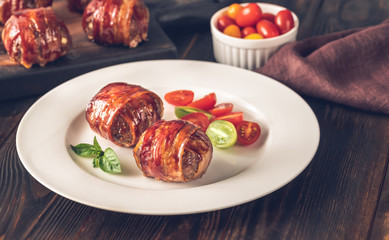 Bacon wrappped meatballs