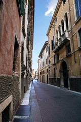 The architecture of the old part of the city of Verona in Italy. 