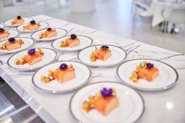 gourmet delicious food preparation in restaraunt