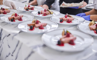 duck food preparation in botique restaraunt