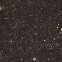 Metallic Champagne Gold Sprinkled Pattern on Dark Brown Leather Texture Background