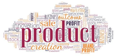 Obraz premium Product word cloud isolated on a white background.
