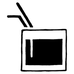 Glass of cocktail with a straw. Vector illustration of a glass with a cocktail. Set cocktail glass with lemon.