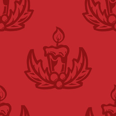 Seamless pattern from candles. Vector illustration of a seamless background of burning candles.  Hand drawn candle.