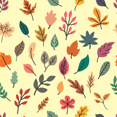 Seamless pattern with cartoon leaves. for fabric print, textile, gift wrapping paper. colorful vector for kids, flat style
