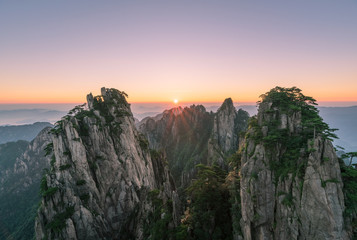 Fototapeta na wymiar Huangshan, a mountain range in southern Anhui province in eastern China. UNESCO World Heritage site.