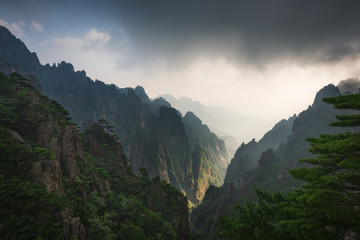 Huangshan, a mountain range in southern Anhui province in eastern China. UNESCO World Heritage site.