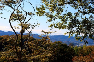 眺望　秋　山　空　風景　