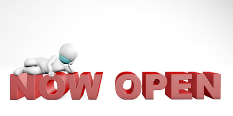 Man with mask lying relaxed now open 3d rendering