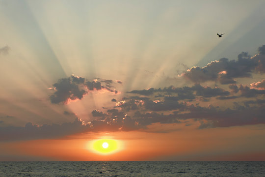 Sunrise at Cabo Cervera in Torrevieja, Alicante province in Spain.