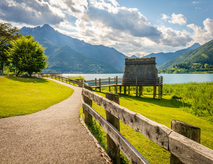 Prehistoric pile-dwelling (reconstruction), Molina di Ledro (UNESCO World Heritage List, 2011),...