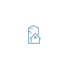 House Apartment Logo. House icon and building combine to make a new shape of logo.