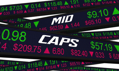 Midcaps Stock Market Ticker Investment Word 3d Animation