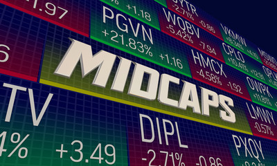 Obraz premium Mid-Caps Stock Class Category Market Ticker Prices 3d Animation