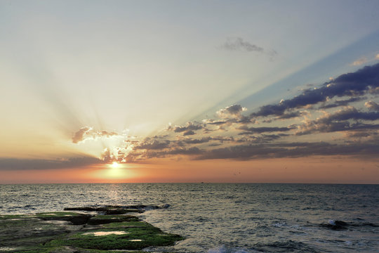 Sunrise at Cabo Cervera in Torrevieja, Alicante province in Spain.