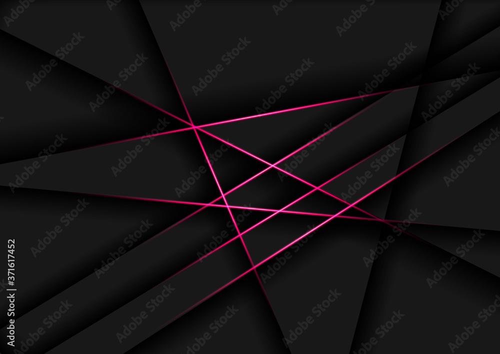 Poster abstract pink lines light polygon overlapping layers design modern futuristic background.