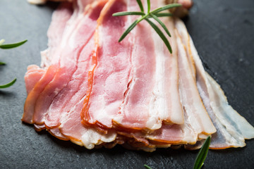 Thin slices of smoked bacon