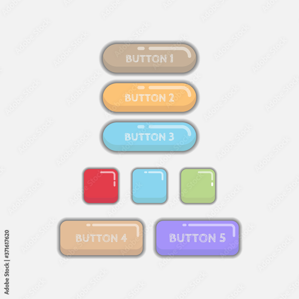 Poster shiny cute web buttons flat design vector