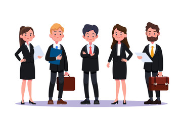 Group of business men and women, working people. Business team and teamwork concept. Flat design people characters.