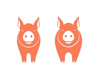 Pig logo. Isolated pig on white background