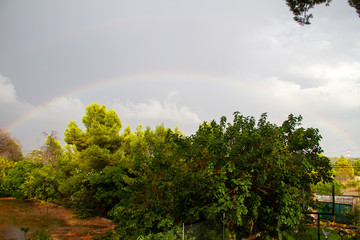 Beautiful double rainbow during a summer storm in Valencia (Spain)