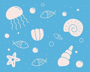 Ocean sea life pattern cartoon