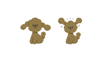 手描きの子犬 ベクターイラスト（トイプードルお座り）