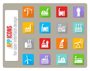 industrial building icon set
