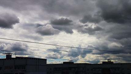 Obraz premium Weather sky dark storm clouds in the evening close-up