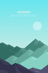 Mountain landscape, Tourist, travel background. Abstract landscape, Vector banner with polygonal landscape illustration, Minimalist style