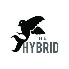 bird with fish tail hybrid vector. animal logo design graphic template for inspiration idea