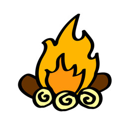 Burning bonfire on a white background. Symbol. Vector illustration.