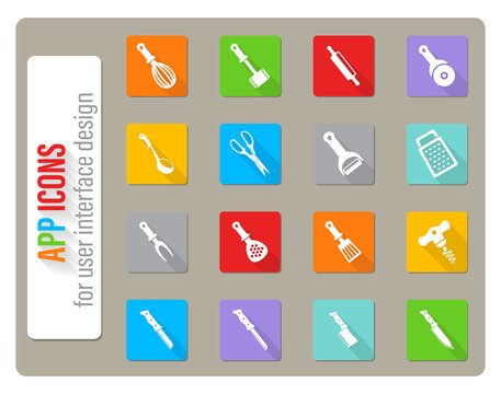 kitchen tools icons set