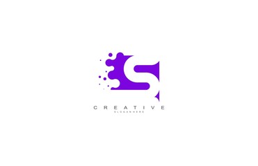 Letter S Logo Design Vector with Abstract Square Shape Dots