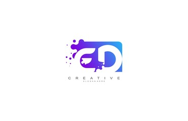 Letter ED Logo Design Vector with Abstract Square Shape Dots