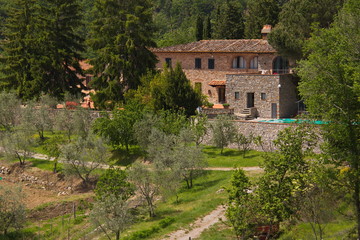 Fototapeta na wymiar Residential house in Province of Siena, Tuscany, Italy, Europe 