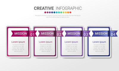 Timeline Infographics Template, Vector infographics timeline design template with 4 label, Vector. can be used for workflow layout, diagram, number step up options.