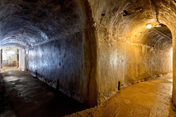 Tunnel in Fort Punta Corbin. Treschè Conca, Roana, Vicenza province, Italy, Europe.