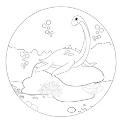 Funny Nessie Coloring Book Page